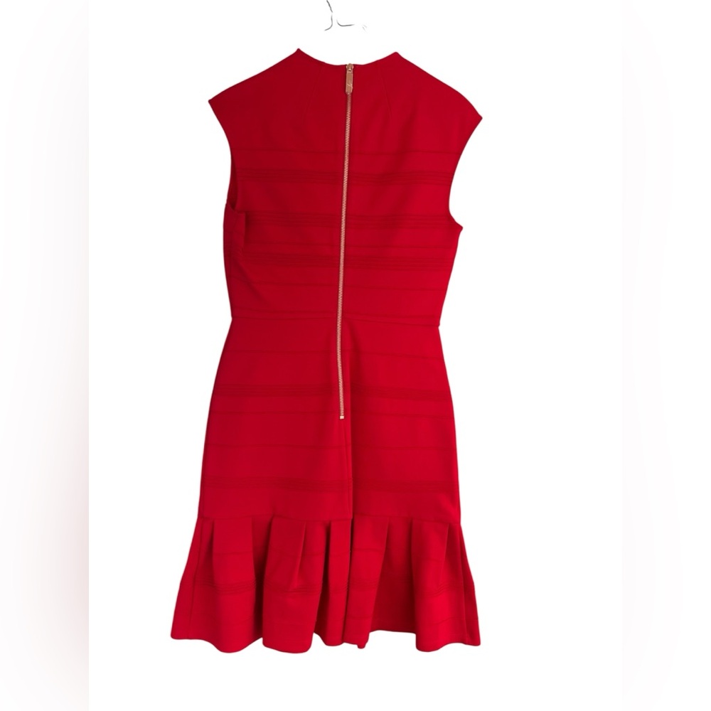 NWT TED BAKER LONDON flared skirt detail dress in bright red size 2 (USA size 6) - Picture 4 of 12